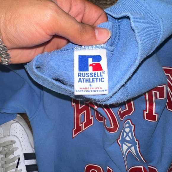 Vintage 90s Houston Oilers NFL Big Graphic Print Crewneck Sweatshirt Made In USA - Picture 2 of 2